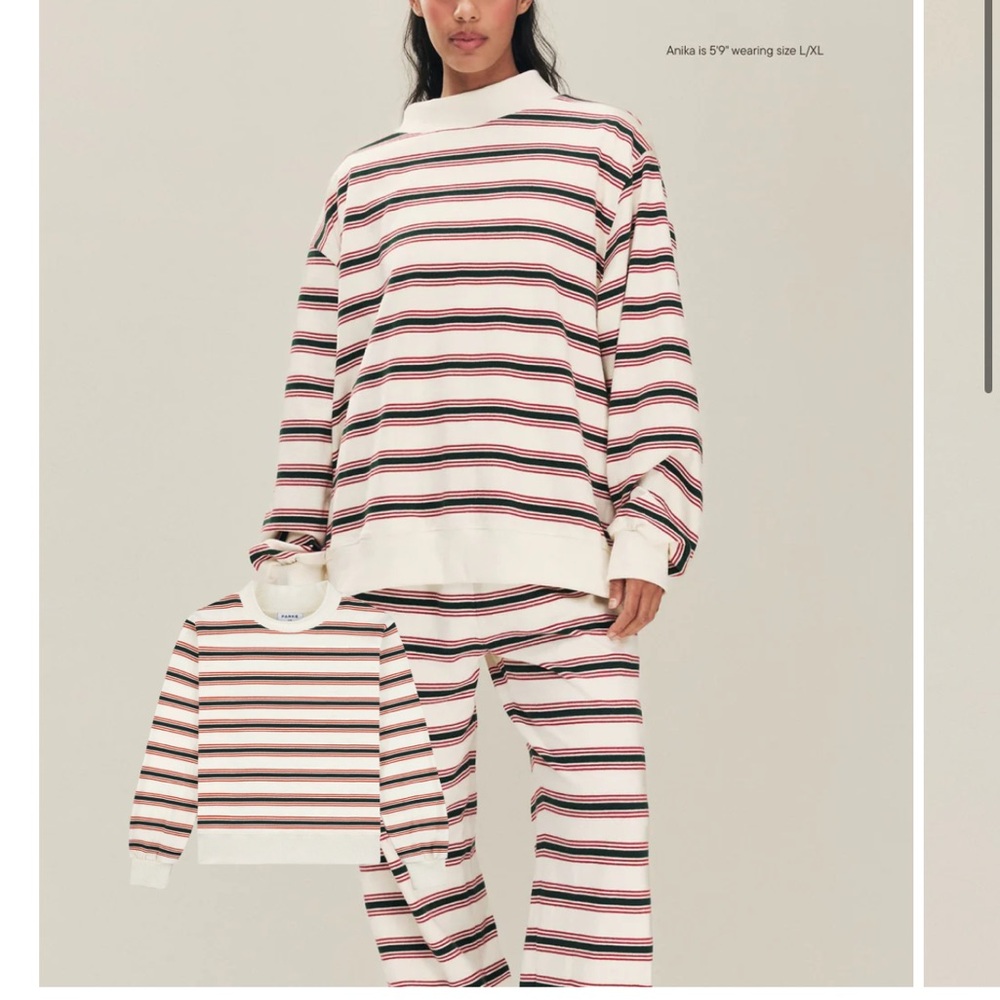 Parke Seasons Greeting Eggnog Stripe Mockneck